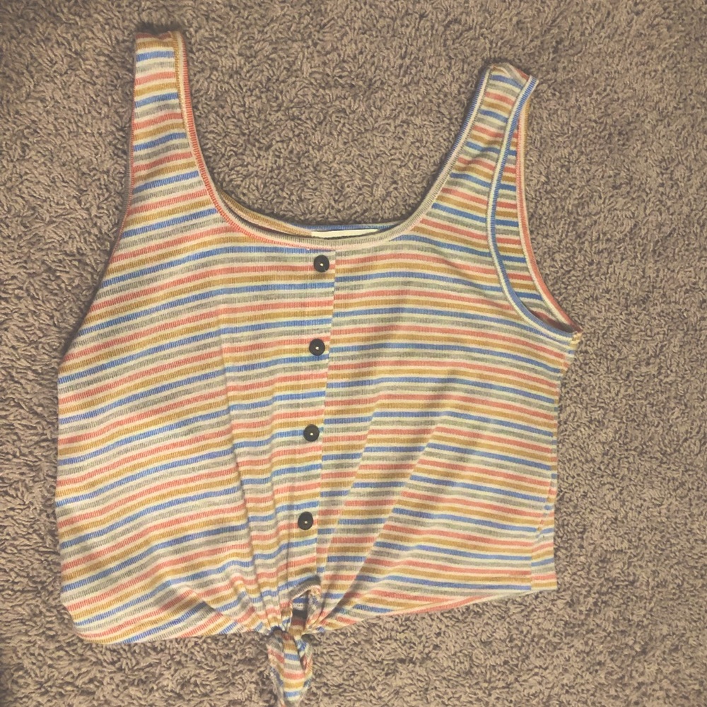 Caution To The Wind Colorful Striped Tank-Top